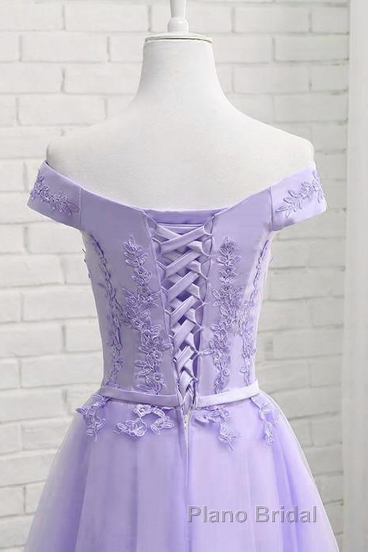 Off Shoulder Purple Lace Short Formal Prom Dress, Lilac Lace Homecoming Dress, Short Purple Formal Evening Dress