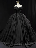 Off Shoulder Tulle Satin Blue Long Formal Prom Gown, Blue Long Formal Dresses