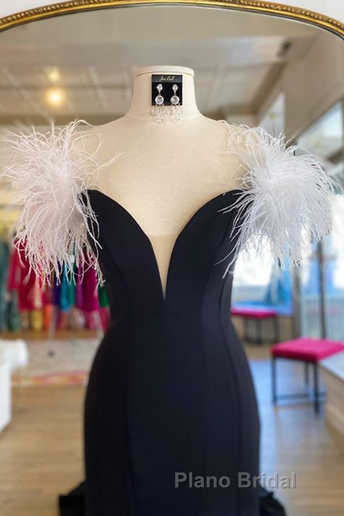 Off Shoulder V Neck Mermaid Black Long Formal Prom Dress, Mermaid Black Formal Dresses, Black Evening Dresses