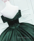 Off The Shoulder Ball Gown Dark Green Satin Quinceanera Dresses Princess Dresses Formal Prom Dresses