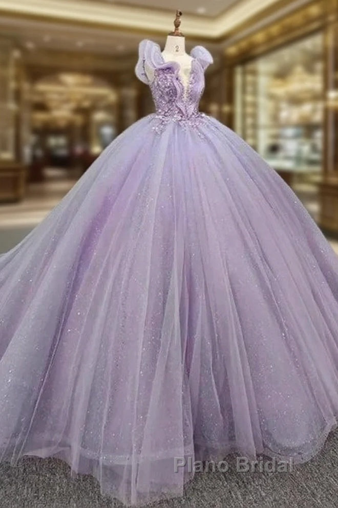 Off-The-Shoulder Deep V Neck Long Wedding Dresses With Applique