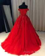 Off The Shoulder Lace Red Formal Prom Dresses A Line Sequin Formal Gowns