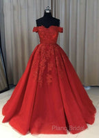 Off The Shoulder Lace Red Formal Prom Dresses A Line Sequin Formal Gowns