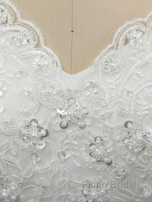 Off-the-Shoulder Lace Sequins Ball Gown Wedding Dresses