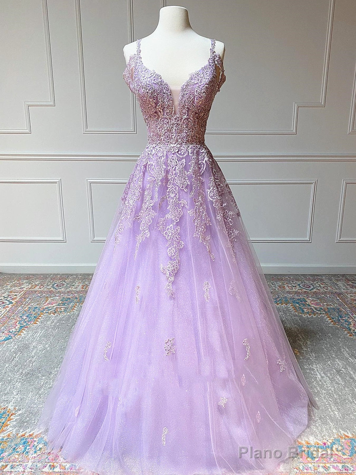Off the Shoulder Long Purple Prom Dresses, Off Shoulder Purple Lace Formal Evening Dresses Main image