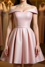 Off The Shoulder Pink Homecoming Dresses Short Formal Prom Dresses, Off Shoulder Graduation Dresses, Formal Dresses, Evening Dresses