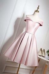 Off The Shoulder Pink Homecoming Dresses Short Formal Prom Dresses, Off Shoulder Graduation Dresses, Formal Dresses, Evening Dresses