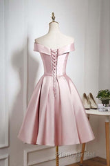 Off The Shoulder Pink Homecoming Dresses Short Formal Prom Dresses, Off Shoulder Graduation Dresses, Formal Dresses, Evening Dresses
