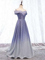 Off the Shoulder Purple Ombre Long Formal Prom Dresses, Off the Shoulder Purple Formal Evening Dress with Corset Back
