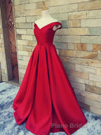Off the Shoulder Red Long Formal Prom Dresses, Red Long Formal Evening Dresses