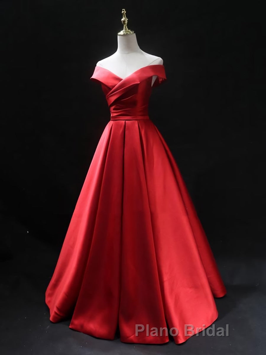 Off the Shoulder Red Long Formal Prom Dresses, Red Off Shoulder Long Formal Evening Dresses