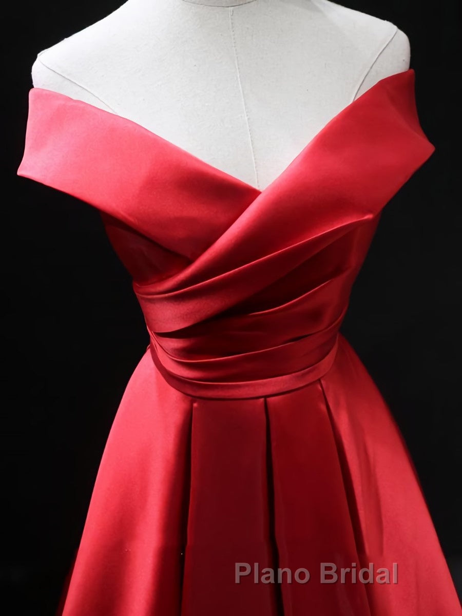 Off the Shoulder Red Long Formal Prom Dresses, Red Off Shoulder Long Formal Evening Dresses