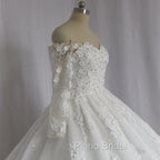 Off The Shoulder Royal Train Lace Wedding Dresses Ball Gowns
