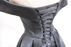 Off the Shoulder Short Black Formal Prom Dresses, Little Black Formal Graduation Homecoming Dresses