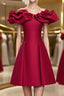 Off the Shoulder Short Burgundy Formal Prom Dresses, Short Wine Red Graduation Homecoming Dresses