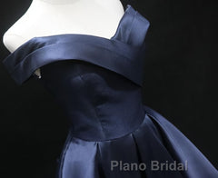 Off the Shoulder Short Navy Blue Formal Prom Dresses, Short Navy Blue Formal Homecoming Graduation Dresses