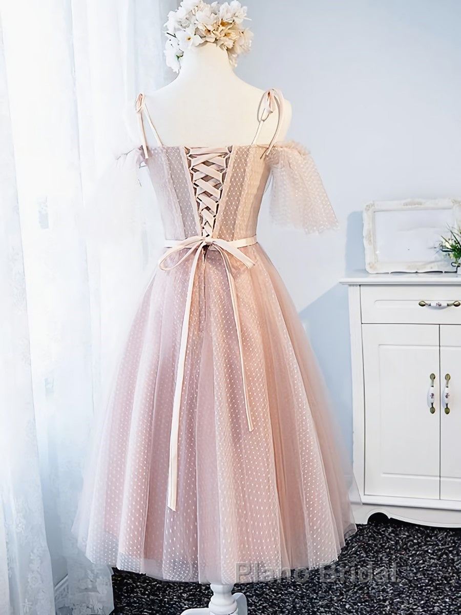 Off the Shoulder Short Pink Formal Prom Dress with Corset Back, Short Pink Formal Graduation Bridesmaid Dresses Secondary image