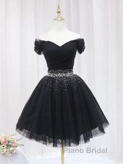 Off The Shoulder Tulle Red Short Formal Prom Dresses Lace Up