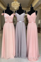 Off The Shoulder V-Neck Chiffon Bridesmaid Dresses Floor Length