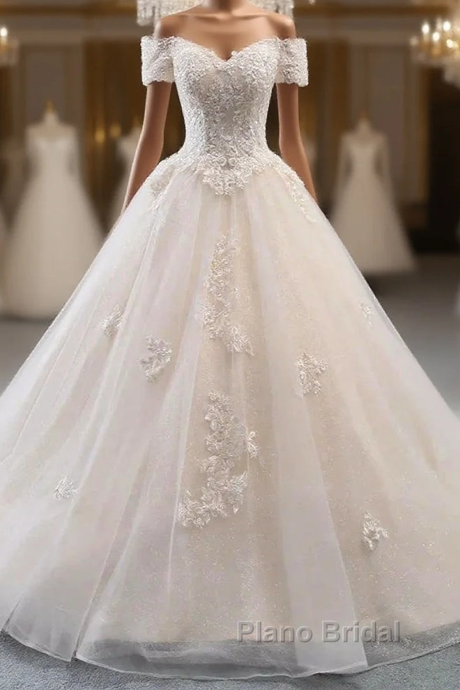 Off-The-Shoulder Wedding Gown With Lace Appliques Main image