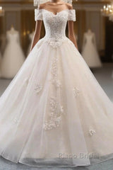 Off-The-Shoulder Wedding Gown With Lace Appliques