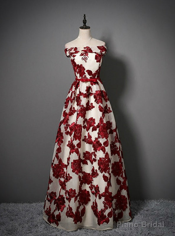 Off The Shoulder White Appliques Bridesmaid Dress Main image