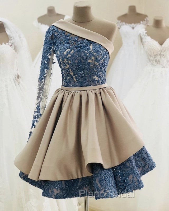 One Shoulder Ball Gown Ruffles Appliques Dresses