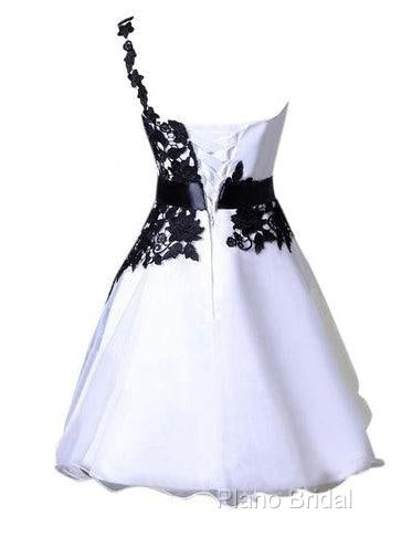 One Shoulder Black Lace Cute Short Homecoming/Formal Prom Dresses Secondary image