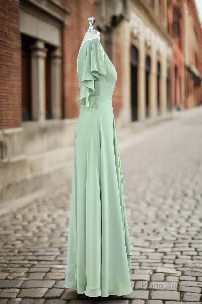 One Shoulder Chiffon Bridesmaid Dress With Slit Secondary image