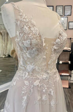 Open Back A Line Wedding Dresses,Custom Made Bridal Dresses