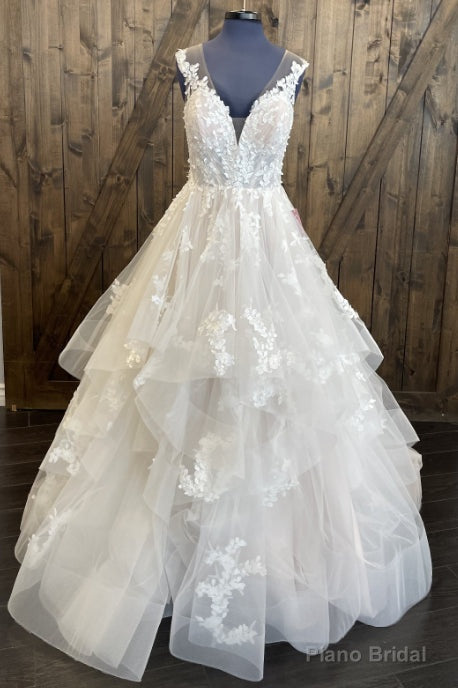 Open Back Tulle/Lace Wedding Dress with Ruffle Skirt Main image
