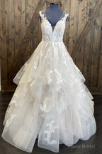 Open Back Tulle/Lace Wedding Dress with Ruffle Skirt