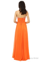 Orange Chiffon Cut Out Sweetheart With Pleats Bridesmaid Dresses