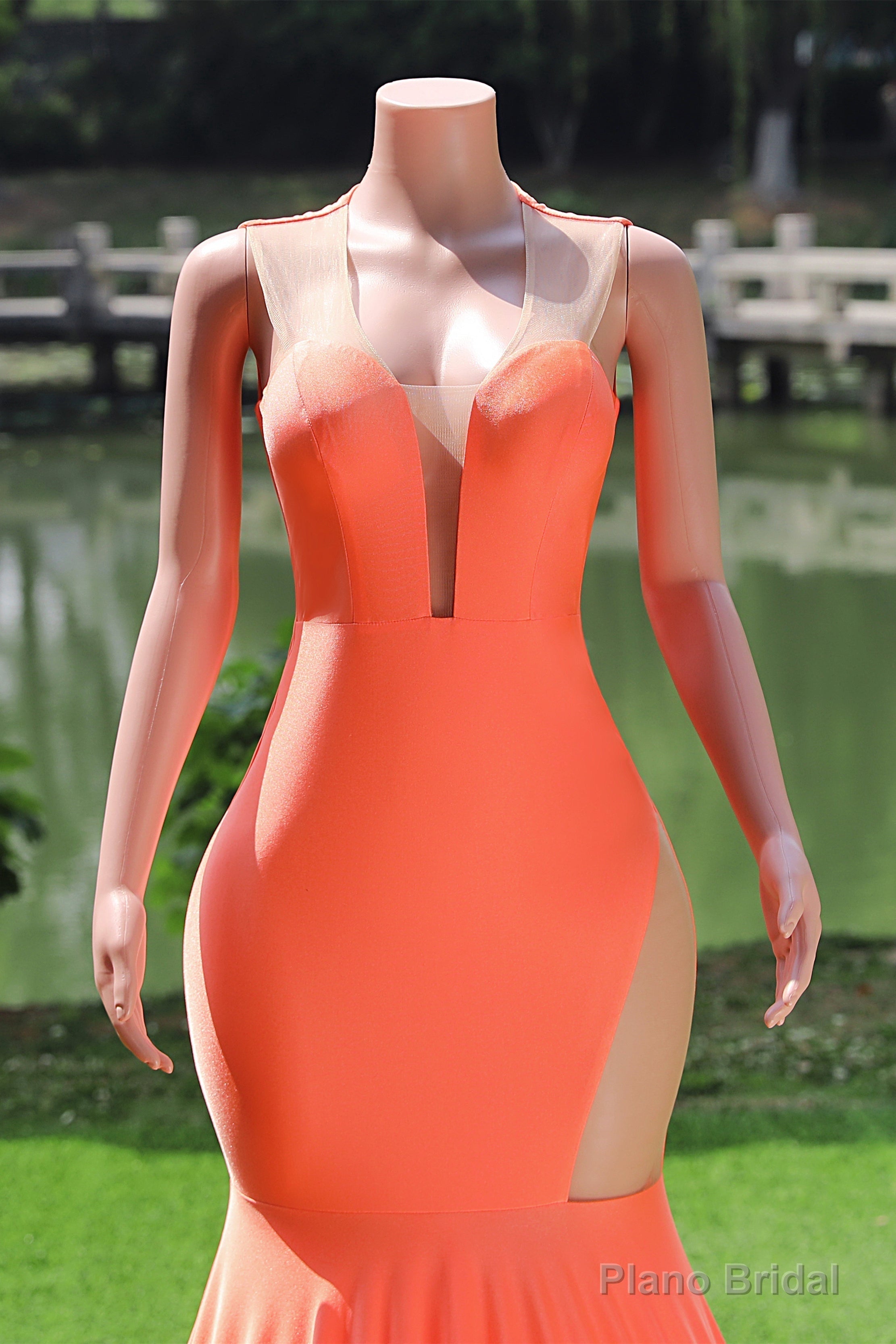 Orange Prom Dresses Sexy Mermaid Women Evening Dress Sleeveless Open Back Secondary image