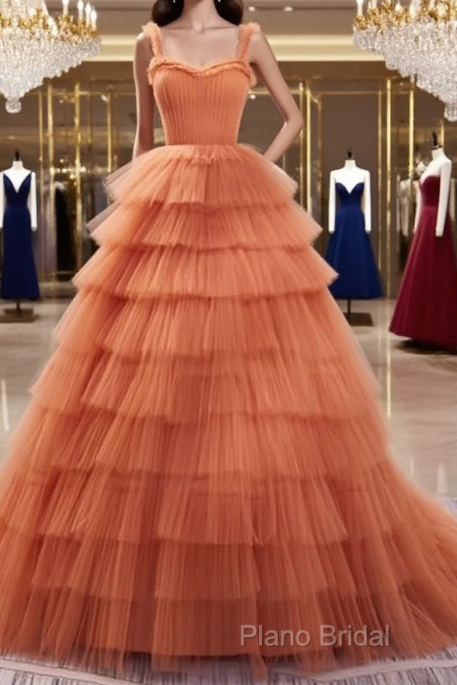 Orange Tulle Ruffles Ball Gown Corset Dresses Main image