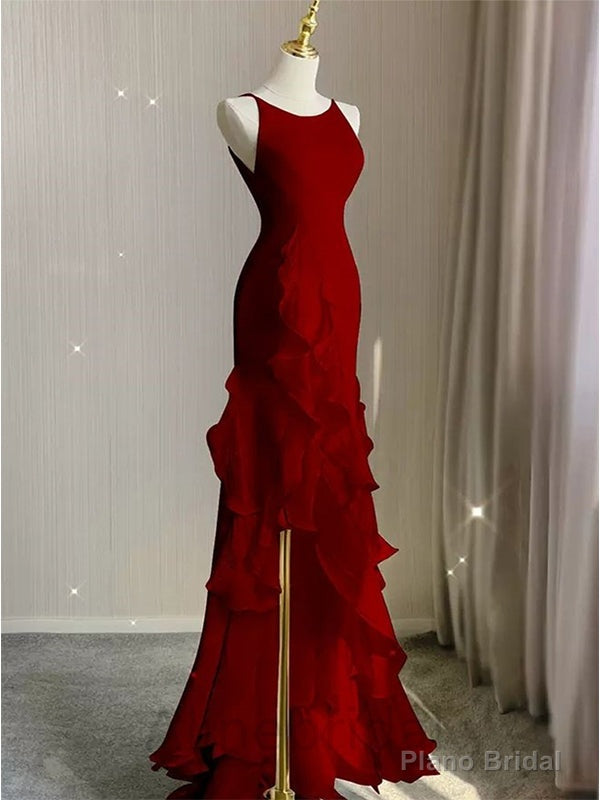 Sexy Scoop Sleeveless Ruffle Mermaid Floor Length Prom Dress Main image