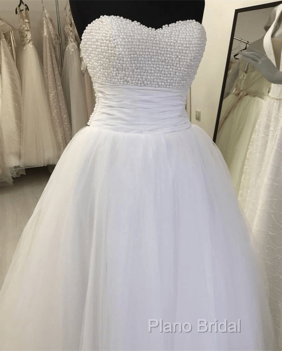 Pearl Sweetheart Tulle Wedding Dresses