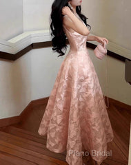 Pink A-Line Vintage Butterfly Embroidered Satin Formal Prom Dresses Birthday Dressesed01772