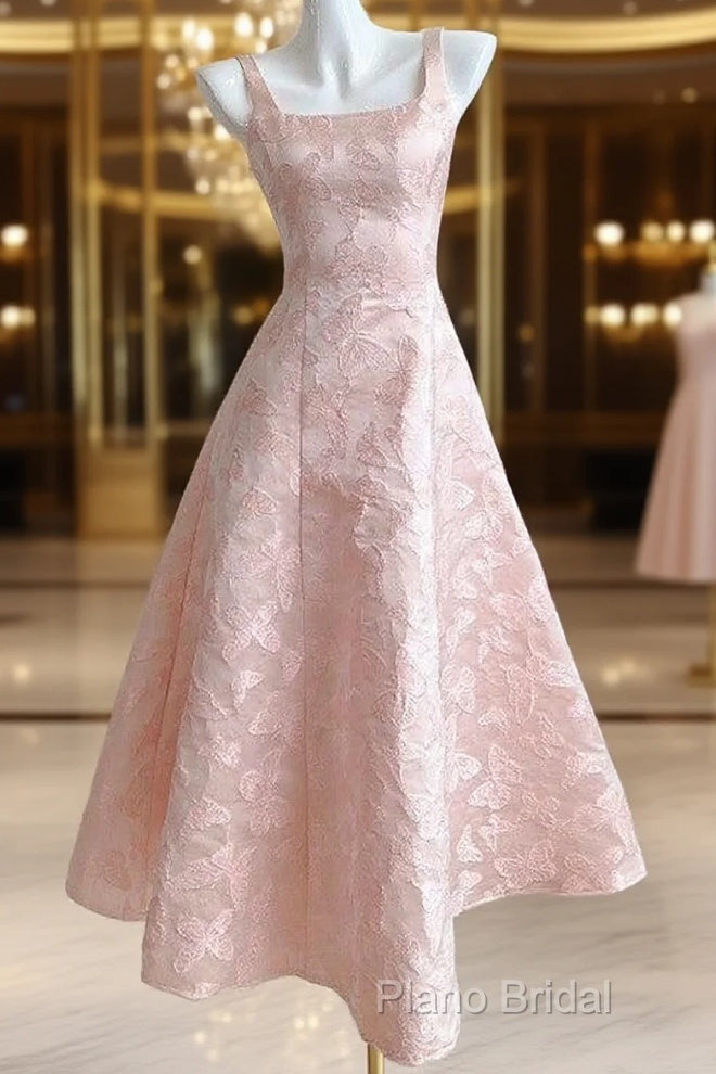 Pink A-Line Vintage Butterfly Embroidered Satin Formal Prom Dresses Birthday Dressesed01772 Main image