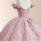 Pink Ball Gown Off the Shoulder Quinceanera Dresses