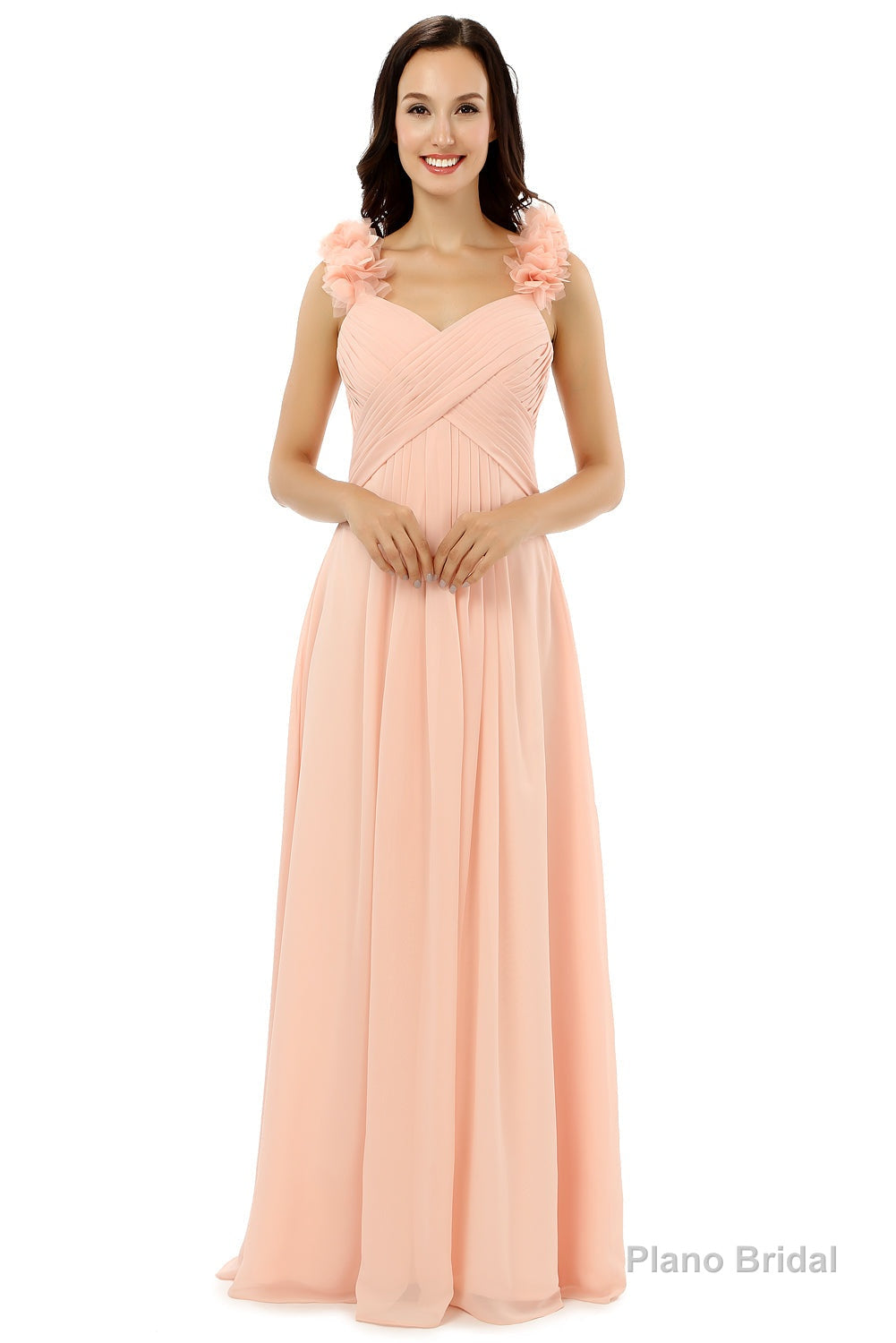 Pink Chiffon Halter Backless With Pleats Bridesmaid Dresses Main image