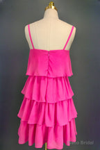 Pink Homecoming Dresses Sweetheart A-line Spaghetti Straps Mini Cocktail Party Dresses for Teens