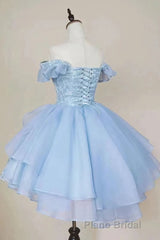 Pink Lace Homecoming Gown with Beading,Princess Off the Shoulder Hoco Dresses