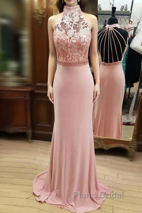 Pink Mermaid Lace Long Wedding Dresses Main image