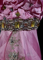 Pink Mermaid Spaghetti Straps Satin Beaded Long Formal Prom Dresses Beautiful Bridal Dresses