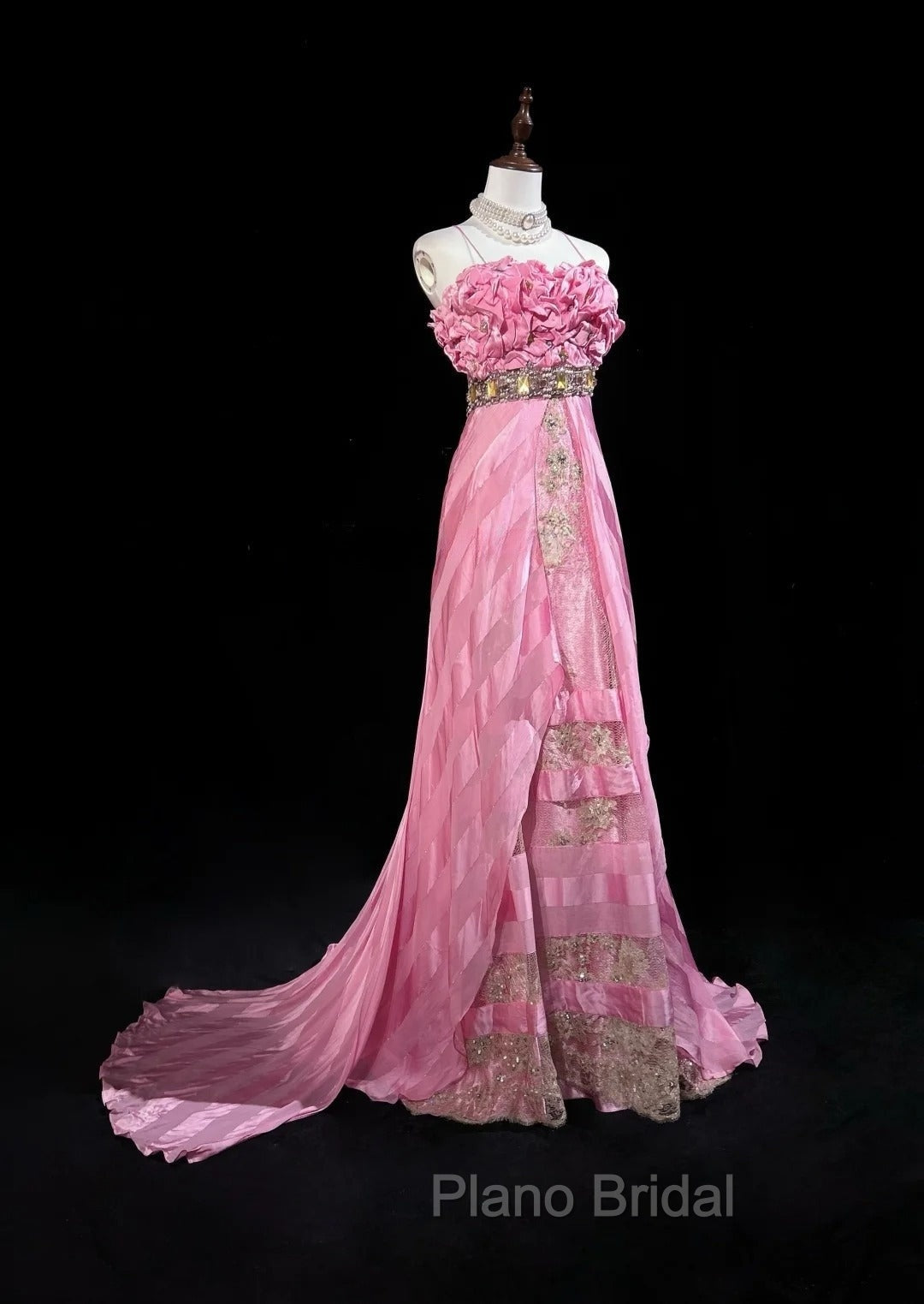 Pink Mermaid Spaghetti Straps Satin Beaded Long Formal Prom Dresses Beautiful Bridal Dresses