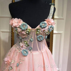 Pink Muslim Formal Dresses A-Line One-Shoulder Tulle Pearls Long Islamic Dubai Saudi Arabic Long Formal Gown