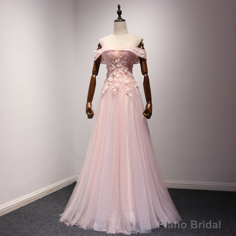 Pink Off Shoulder Handmade Formal Dresses , Long Prom Dresses Main image