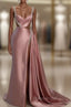 Pink Formal Prom Dresses: Sweetheart Spaghetti Strap with High Slit Trail