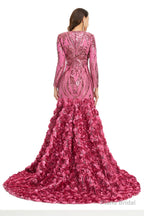 Sequins Mermaid Long V Neck Prom Dresses Full Sleeve